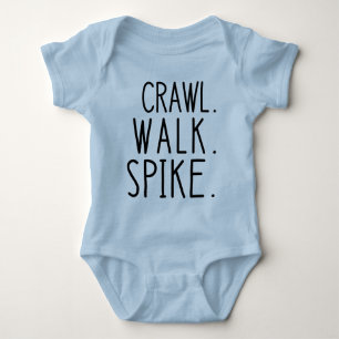 Crawl Walk Spike, Cute Volleyball Baby Baby Bodysuit