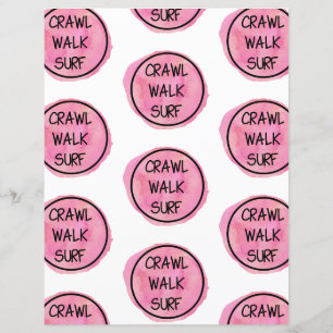 Crawl Walk Surf Pink Pattern Scrapbook Paper