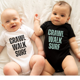 Crawl Walk Surf Summer Little surfer Baby Bodysuit
