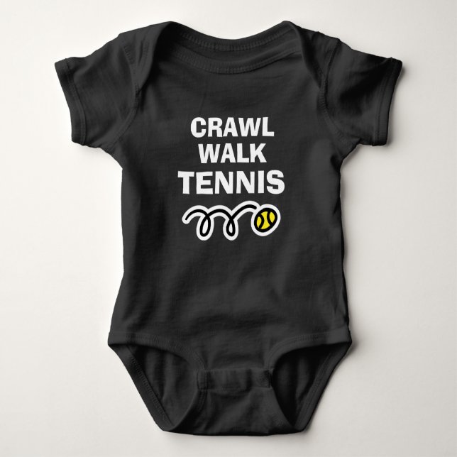 CRAWL WALK TENNIS sports bodysuit for new baby (Front)