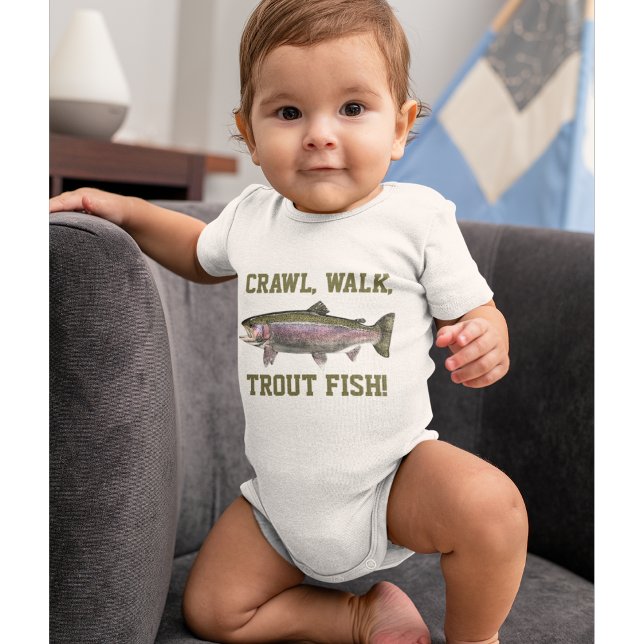 Crawl Walk Trout Fish Funny Baby Fishing Baby Bodysuit (Creator Uploaded)