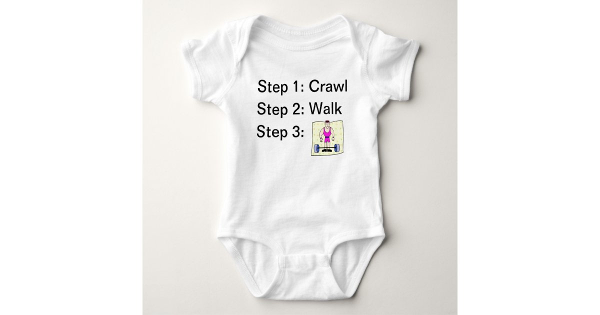 Crawl Walk Weightlifting Baby Bodysuit