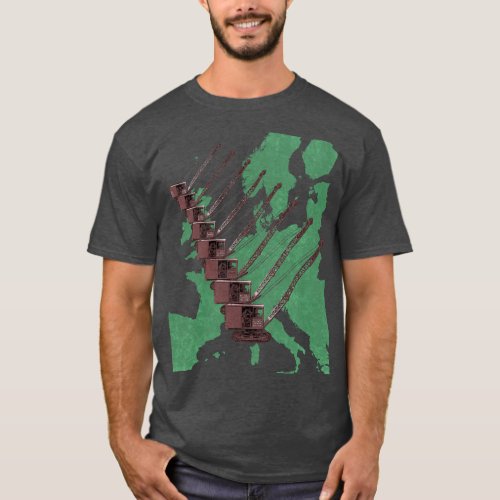 Crawler Crane Map of Europe Operating Engineer T_Shirt