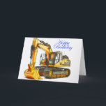 Crawler Excavator Card<br><div class="desc">Crawler Excavator for Childrens Birthday Card</div>