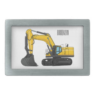 Crawler excavator cartoon illustration belt buckle