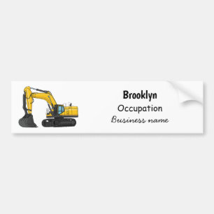 Crawler excavator cartoon illustration bumper sticker