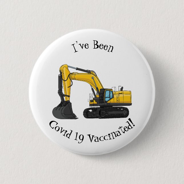 Crawler excavator cartoon illustration button (Front)