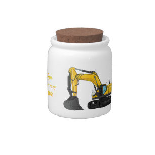 Crawler excavator cartoon illustration candy jar