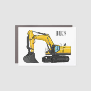 Crawler excavator cartoon illustration car magnet