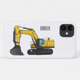 Crawler excavator cartoon illustration iPhone 11 case