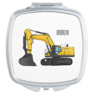 Crawler excavator cartoon illustration compact mirror