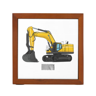 Crawler excavator cartoon illustration desk organizer