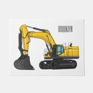 Crawler excavator cartoon illustration doormat