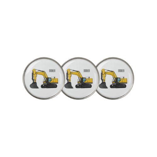 Crawler excavator cartoon illustration golf ball marker