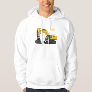 Crawler excavator cartoon illustration hoodie