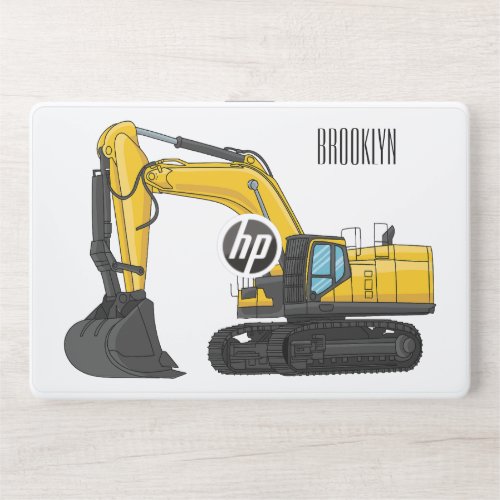 Crawler excavator cartoon illustration HP laptop skin