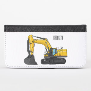 Crawler excavator cartoon illustration iPhone x wallet case
