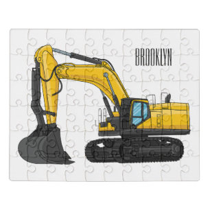 Crawler excavator cartoon illustration jigsaw puzzle