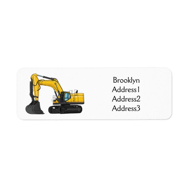 Crawler excavator cartoon illustration label (Front)