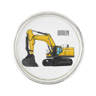 Crawler excavator cartoon illustration lapel pin