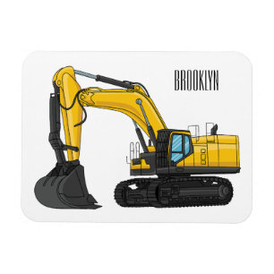 Crawler excavator cartoon illustration magnet