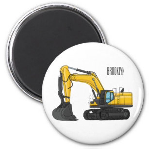 Crawler excavator cartoon illustration magnet