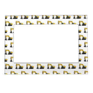 Crawler excavator cartoon illustration magnetic frame