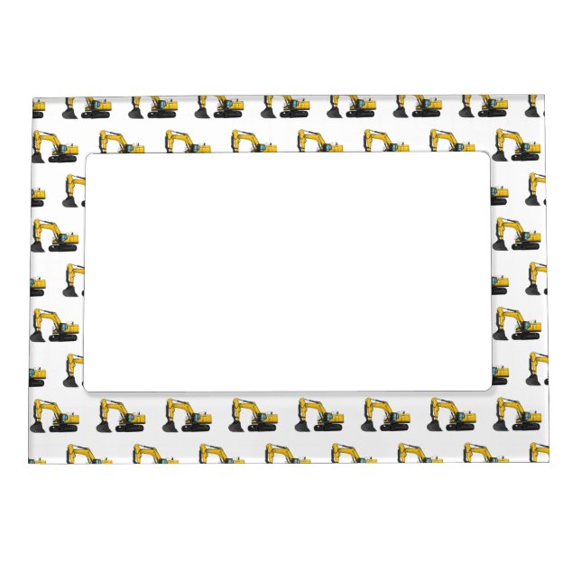 Crawler excavator cartoon illustration magnetic frame (Front)