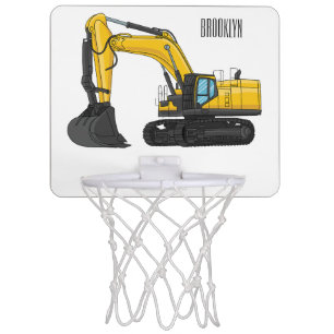 Crawler excavator cartoon illustration mini basketball hoop