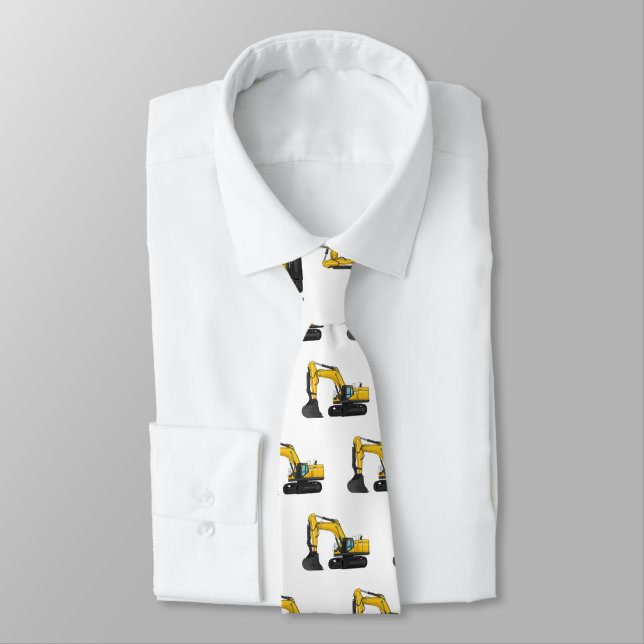 Crawler excavator cartoon illustration  neck tie (Tied)