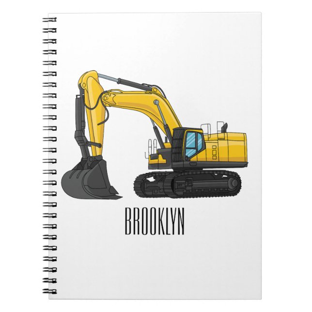 Crawler excavator cartoon illustration notebook (Front)