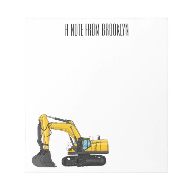 Crawler excavator cartoon illustration notepad (Front)
