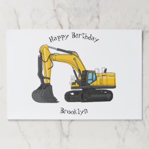 Crawler excavator cartoon illustration paper pad