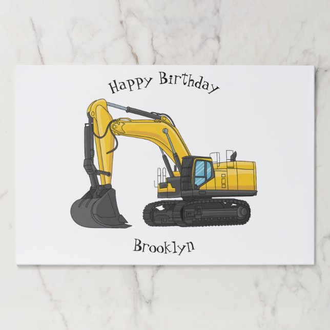 Crawler excavator cartoon illustration paper pad (Front)