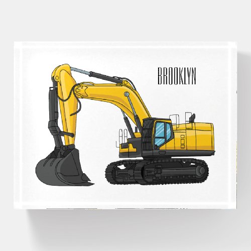 Crawler excavator cartoon illustration paperweight