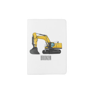 Crawler excavator cartoon illustration passport holder
