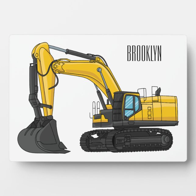 Crawler excavator cartoon illustration plaque (Front)