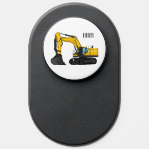 Crawler excavator cartoon illustration PopSocket