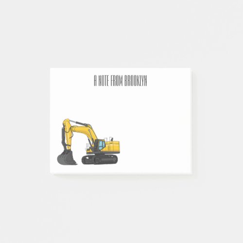 Crawler excavator cartoon illustration post_it notes