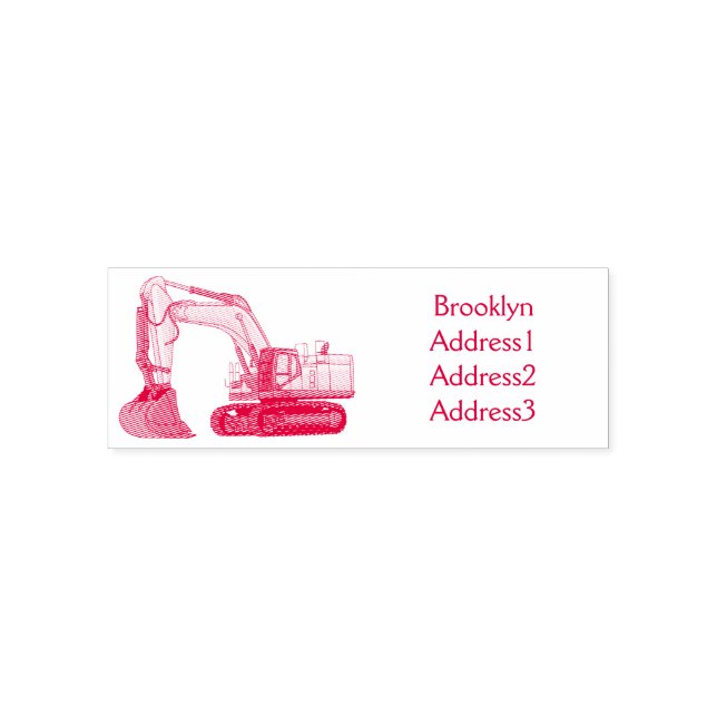 Crawler excavator cartoon illustration self-inking stamp (Design)