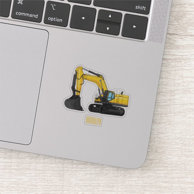 Crawler excavator cartoon illustration sticker (Detail)