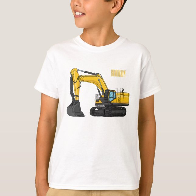 Crawler excavator cartoon illustration T-Shirt (Front)