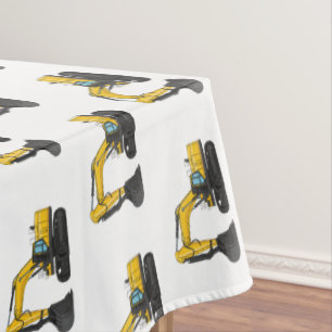 Crawler excavator cartoon illustration tablecloth