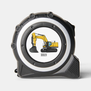 Crawler excavator cartoon illustration tape measure