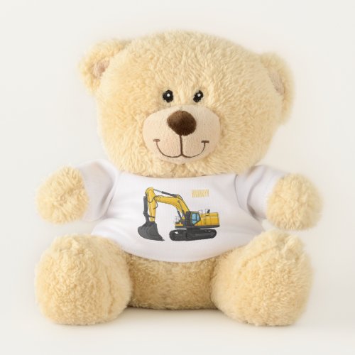 Crawler excavator cartoon illustration  teddy bear