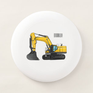 Crawler excavator cartoon illustration Wham-O frisbee