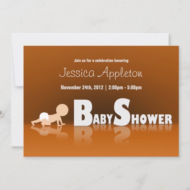 Crawling Baby Reflection Baby Shower Invitations (Front)