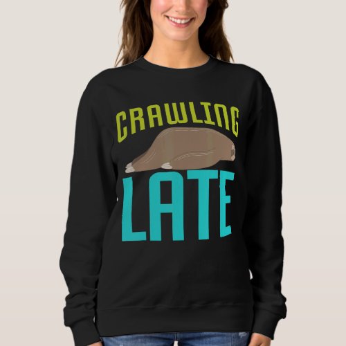 Crawling Late Sloth  Sayings Sweatshirt