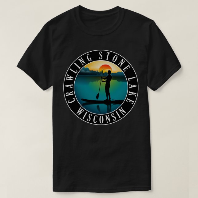 Crawling Stone Lake Wisconsin Paddleboarding T-Shirt (Design Front)