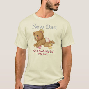 Crawling Teddy - New Dad of Girl - Customize T-Shirt